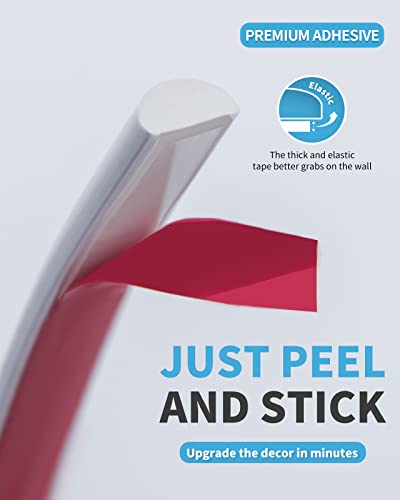 Art3d 10 ft Peel and Stick Flexible Molding Trim for Wall Tile Edge, White - color: White, size: 10 feet