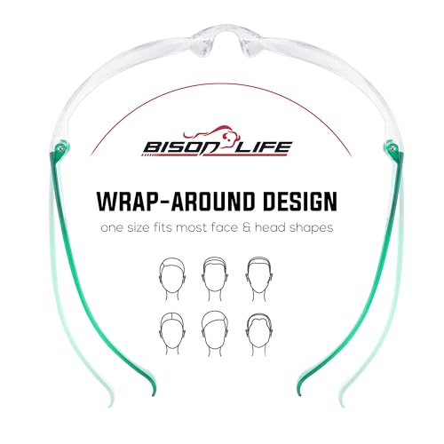 BISON LIFE Clear/Green Safety Glasses for Men & Women, ANSI Z87.1, 6 Pack - color: Clear/Green