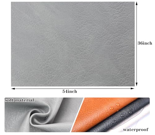 Marine Vinyl Fabric Faux Leather: Soft Vinyl Upholstery Leather 54" x 36" - color: Grey