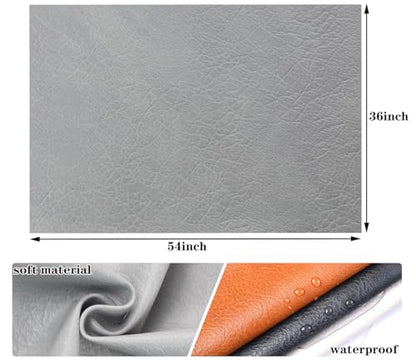 Marine Vinyl Fabric Faux Leather: Soft Vinyl Upholstery Leather 54" x 36" - color: Grey