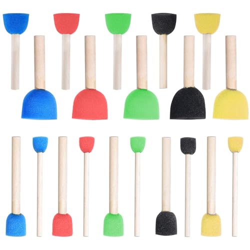20 Pcs Round Sponge Brushes for Painting, 5 Colors Sponge Paint Set