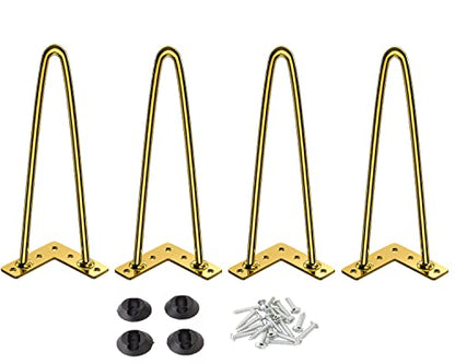 Osring 12 Inch Hairpin Legs 3/8" Dia 2 Rods, Gold Furniture Table Feet 4pcs - color: Gold, size: 12 Inch