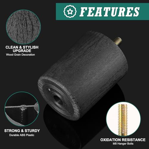 4pcs Plastic Furniture Legs 2-3/4" with T-Nuts, M8-1.25 Bolt - size: 2-3/4 Inch, M8-1.25 Metric Thread Bolts
