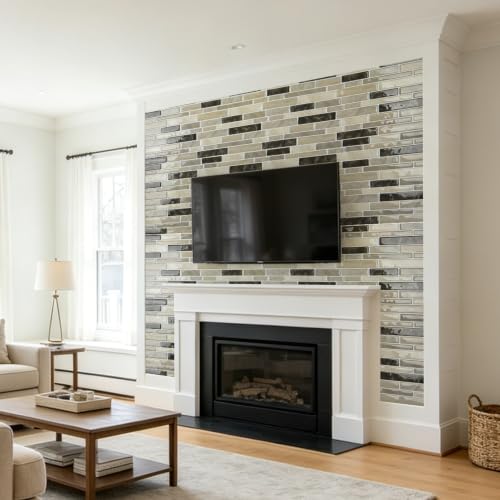 Art3d Linear Subway Design Peel and Stick Backsplash, 20-Sheet, Light Brown - color: Light Brown