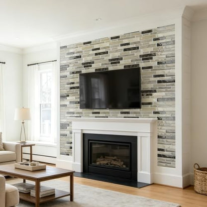 Art3d Linear Subway Design Peel and Stick Backsplash, 20-Sheet, Light Brown - color: Light Brown