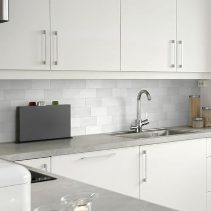 100-Sheet Subway Peel and Stick Backsplash Tile, 6" x 3" White Mixed Stone Composite Handmade Looks Self Adhesive Waterproof Wall Tile, Stick on Tiles for Kitchen Bathroom - color: White Mixed, size: Subway