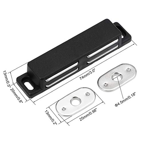 uxcell Double Magnetic Latches Catch for Cabinet Door Cupboard 3" Long Black - color: Black