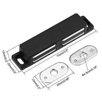 uxcell Double Magnetic Latches Catch for Cabinet Door Cupboard 3" Long Black - color: Black