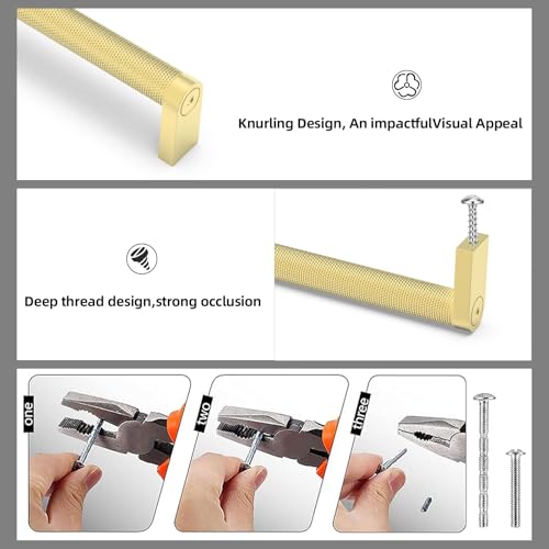 10 Pack Brushed Gold Cabinet Pulls knurled 7-1/2 Inch Hole Centers Kitchen Cabinet Handles Gold Drawer Pulls Cabinet Hardware - color: Brushed Gold, size: 7-1/2'' Hole Center(192mm)