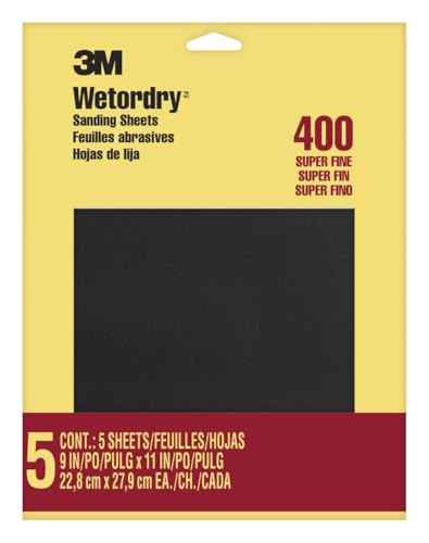 3M Wetordry Sandpaper, 9 in. x 11 in., 400 Grit, 5 Sheets - style: Super Fine