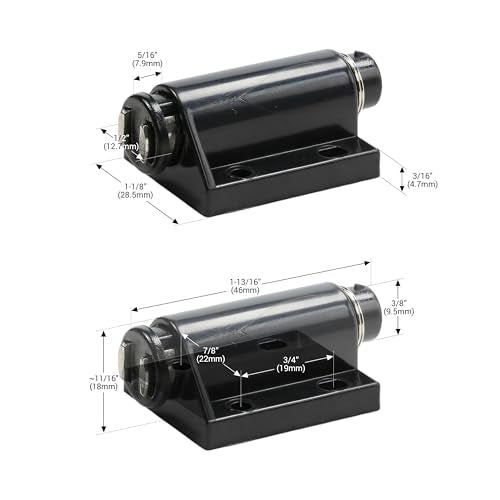 Rok Hardware Magnetic Kitchen Cabinet Furniture Door Touch Push to Open Latch Catch (2 Pack, Black) - color: Black