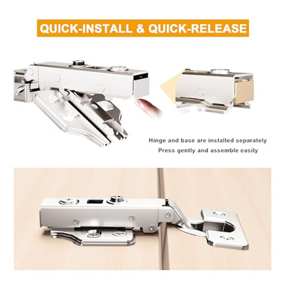 10Pcs Soft Close Full Overlay Cabinet Hinges with Clip-On Plate - color: Full Overlay, size: 10 Pieces