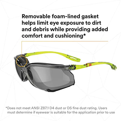 3M Safety Glasses Scotchgard Anti-Fog Coating - color: Gray Lens, Green/Black Frame With Foam Gasket, size: One size fits most