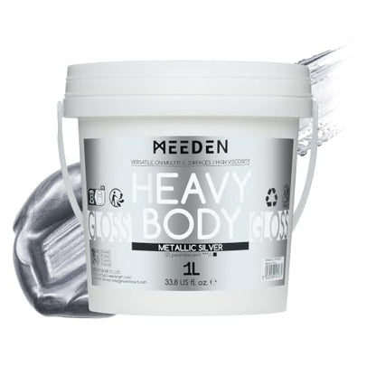 MEEDEN Metallic Silver Acrylic Paint: 1L /33.8oz Silver Paint Gloss Finish - color: Silver, size: 33.8 Fl Oz (Pack of 1)