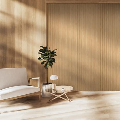 OUZUGIE WPC Acoustic Slat Wall Paneling, 8-Pack 96 x 6 Inches - color: Oak, size: (Low)96“ x 6"