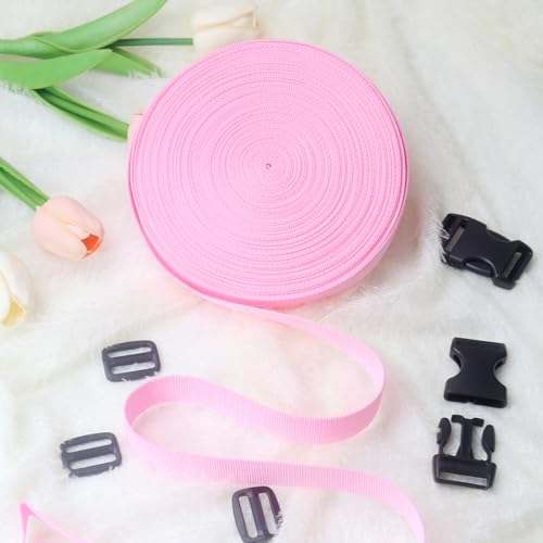 Pink 1 inch Webbing Strap Kit for DIY Crafts-Backpacks-20yds - color: Pink