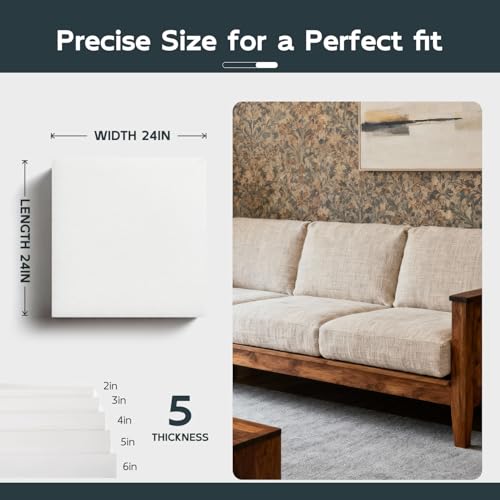 Vicatiful High Density Upholstery Foam - 2" x 24" x 24" Firm Foam Padding - size: 2" x 24" x 24"