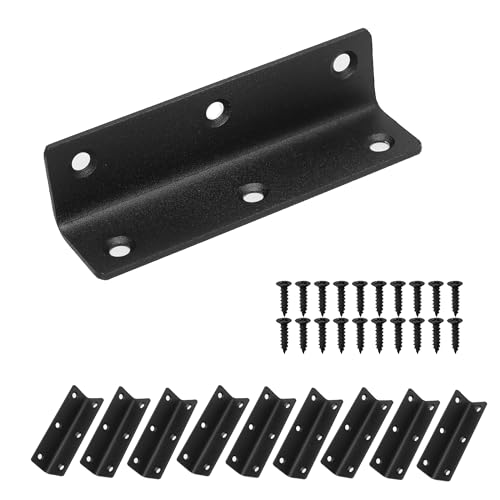 L Bracket, Heavy Duty Corner Brace, 10 Pack 4" Metal Shelf Bracket Angle Bracket for Shelves, Black L Brackets for Wood - size: 4 Inch