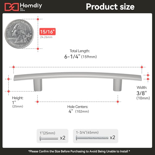 homdiy 5 Pack Brushed Nickel Cabinet Pulls, Solid Zinc Alloy, 4 Inch CC - color: Brushed Satin Nickel, size: 4 Inch Hole Center