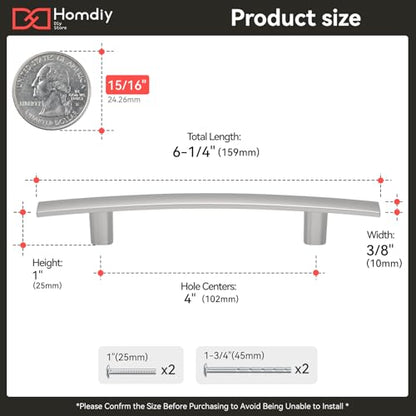 homdiy 5 Pack Brushed Nickel Cabinet Pulls, Solid Zinc Alloy, 4 Inch CC - color: Brushed Satin Nickel, size: 4 Inch Hole Center