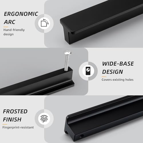 Goldenwarm 10 Pack 3" Black Cabinet Handles Matte Black Drawer Pulls - color: Black, size: 3in Hole Centers