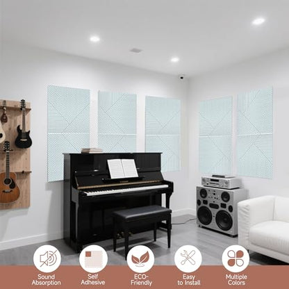 TO-TH Acoustic Wall Panels Peel and Stick Sound Proofing Panel 6Pack, White - color: White