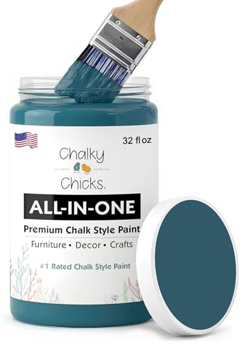 Chalky Chicks Twilight 32 Fl Oz Chalk Paint for Furniture All in One - color: Twilight (Teal Blue), size: 32 Fl Oz (Pack of 1)