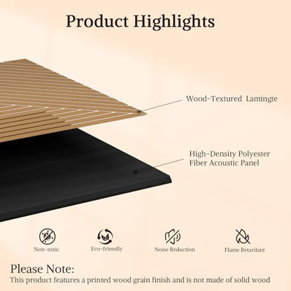 Acoustic Wall Panels, 8 Piece 23.62"X 23.62" PVC Peel and Stick Wall Panels - color: Oak-Elysian Step Vortex, size: 94 X 48 Inches