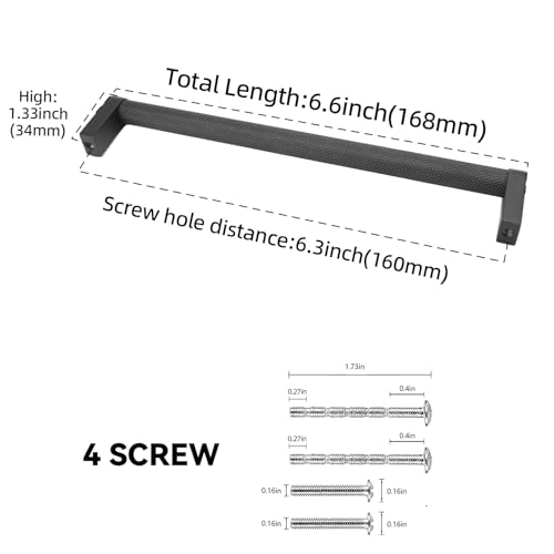 10 Pack 6.3Inch(160mm) Matte Black Kitchen Cabinet Handles Knurled Cabinet Pulls Black Drawer Pulls Kitchen Hardware - color: Matte Black, size: 6.3'' Hole Center(160mm)