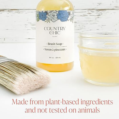 Paint Brush Cleaner - 100% Natural, 75% Organic Soap for Washing Paint Brushes & Conditioning Bristles - Peppermint Scented with Essential Oils - Easy Pour Cap - Best for Chalk Furniture Paint - 8 oz