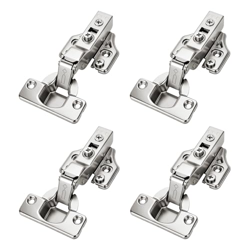 4 Pack 35mm Soft Close Half Overlay Cabinet Hinges, 3D Hydraulic - size: Half Overlay