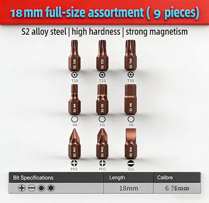 12pc Right Angle Ratchet Screwdriver 18mm Bits and Socket Set
