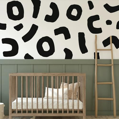 Large Black Boho Geometric Wall Decals, Abstract Shapes Wall Décor - style: Abstract