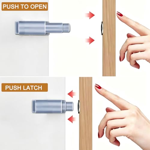 Small Magnetic Push Latch Push to Open Door Latch Cabinet Hardware 2 Pack ZKRIOC Touch Latch and Catch for Door, Magnet Push Release Heavy Duty Tip on Closet Close Strong Pop Out, Gray - size: 2 Pack