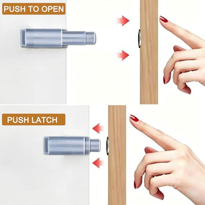 Small Magnetic Push Latch Push to Open Door Latch Cabinet Hardware 2 Pack ZKRIOC Touch Latch and Catch for Door, Magnet Push Release Heavy Duty Tip on Closet Close Strong Pop Out, Gray - size: 2 Pack
