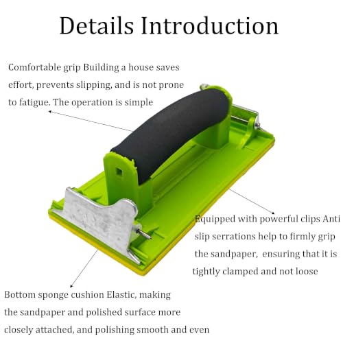 2Pcs Hand Sander with Comfortable Sponge Handle, Manual Sandpaper Holder Block for Drywall, Wood, Metal, Furniture Polishing, Heavy-Duty Sanding Tool with Secure Sandpaper Clamp Green - color: Green