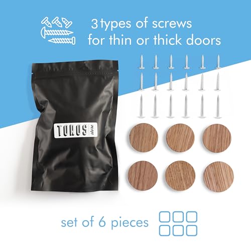 6 Pack Wood Cone Cabinet Knobs (Brown) - 1 ½ " Diameter Round Shape - Wooden Drawer Pulls for Cabinets Doors, Dresser and Drawers Knob, Kitchen Cabinet Door Handle - color: Brown 6 Pack