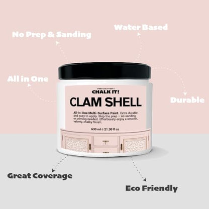 CHALK IT! All-in-One Multi-Surface Chalk Paint for Furniture & Cabinets - No Sanding, No Primer, Built-In Top Coat Water-Based, Low-Odor, Fast-Drying, Matte Finish (Clam Shell) - color: Clam Shell