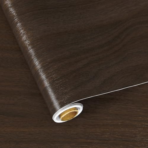 Extra Wide Dark Wood Grain Wallpaper Peel and Stick Walnut Contact Paper - color: Chocolate Brown, size: 48" x 197"