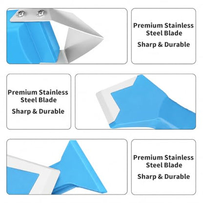 Silicone Caulking Tool 3 in 1 Stainless Steel Head Scraper Caulk Remover Sealant for Kitchen Bathroom Window, Blue - color: Blue