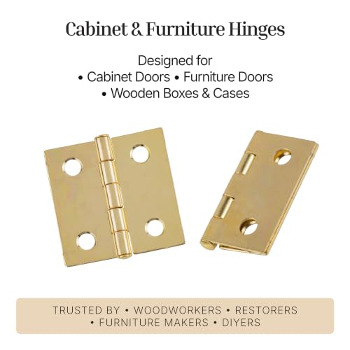 Brass Butt Hinges - 1-1/2" x 1-1/2" - Pack of 2 - Cabinet Door and Box Hinges - BH6-SB (1) - color: Brass