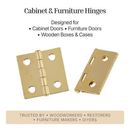 Brass Butt Hinges - 1-1/2" x 1-1/2" - Pack of 2 - Cabinet Door and Box Hinges - BH6-SB (1) - color: Brass