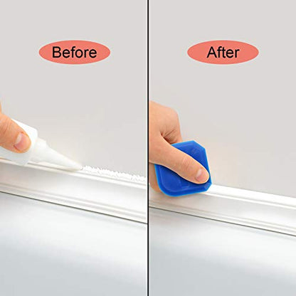 Outus 2 Pieces Caulking Tool Set Silicone Sealant Grout Tool for Kitchen Bathroom Floor Sealant Sealing(Blue) - color: Blue