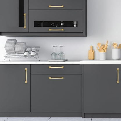 30 Pack Kitchen Cabinet Handles 6-1/4 Inch Brushed Brass Cabinet Pulls - color: Brushed Brass, size: 6-1/4 Inch Hole Centers