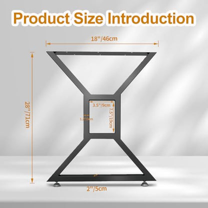 Yahpetes Table Legs 2Pcs Heavy Duty Desk Legs 28" X 18" Furniture Legs Black DIY Industrial Bench Legs Coffee Table Legs for Living Room and Kitchen (H28 X W18) - size: H28" X W18"