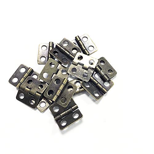 Juland 50 Pieces Mini Pure Copper Hinges Retro Hinges with 200 Pieces Replacement Screws for Wooden Box Jewelry Chest Box Cabinet DIY Accessories (13 x 12mm/0.51 x 0.47inch) – Bronze