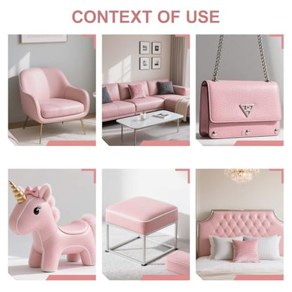 Faux Leather Fabric Smooth Solid 54" x 36" (Pink) - color: Pink