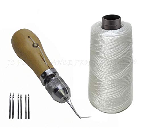JC Performance Leather Sewing Awl Quick Stitch Repair Tool Set Heavy Duty Thread (Without Awl, White) - color: White, size: Standard