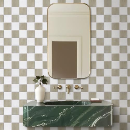 Commomy Matte 3D Peel and Stick Tile,10 Pcs 11.8"x11.8" Beige & White - color: Beige and White