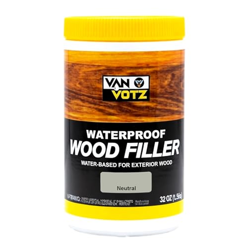Waterproof Wood Filler [1-Quart, Neutral] - Exterior Grade Wood Repair in 18 Paintable and Stainable Colors. Strong Adhesion and Durability for Outdoor Wood in All Weather Conditions. - color: Neutral, size: 1-Quart [52oz / 1.5 Kg]